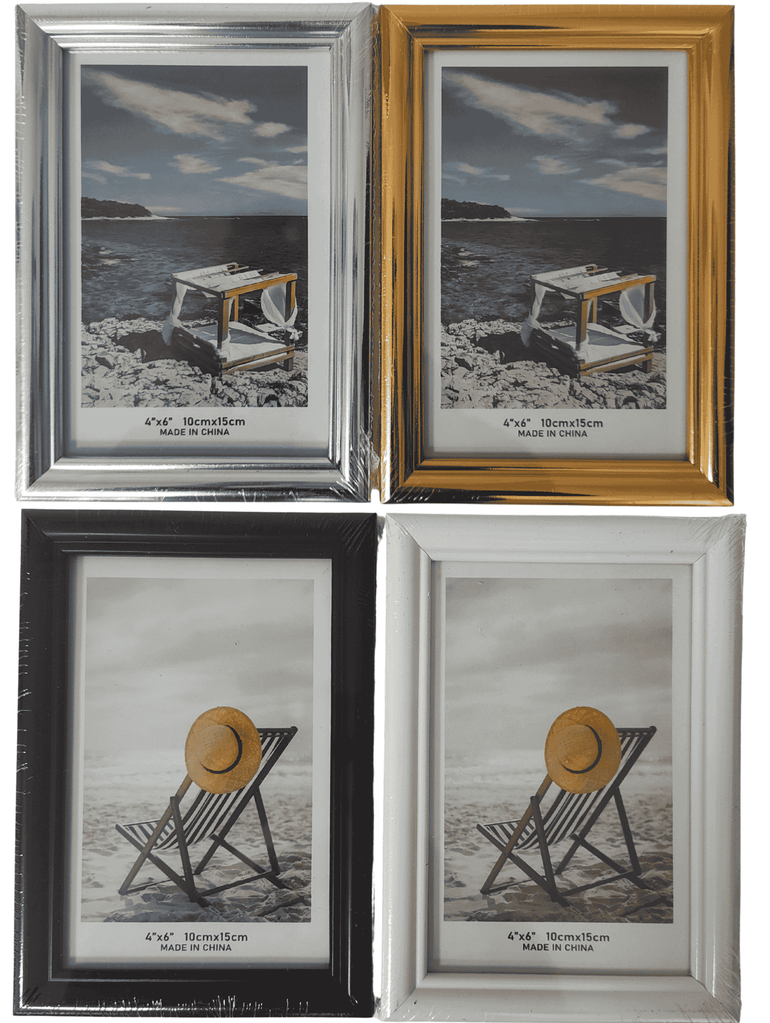 Фоторамка 10х15 см пластик, стекло, ассорти цвета, 8335-4/8335-1