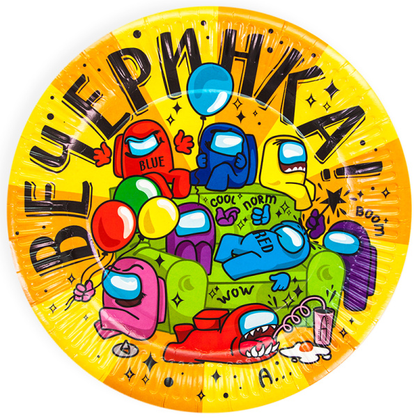 Тарелки (7'';18 см) Игра Среди Нас, Вечеринка, 6 шт., 77288-m