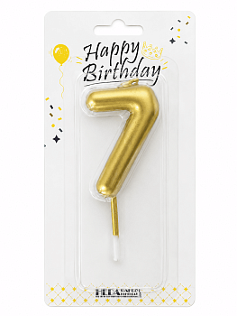 Свеча для торта 'Цифра 7', ЗОЛОТО, HD0088-7